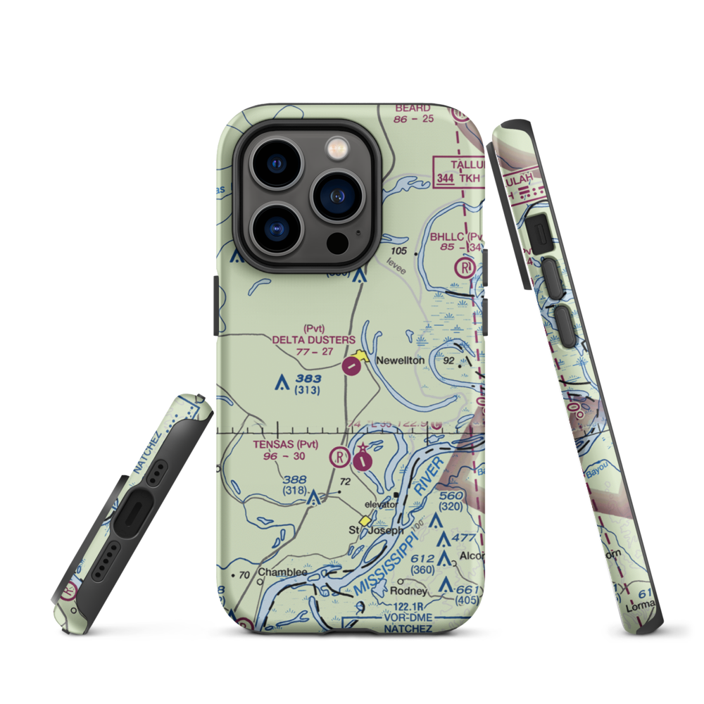 Delta Dusters, LLC Airport (LS83) VFR Sectional  Tough iPhone Case iPhone 14 Pro model shown