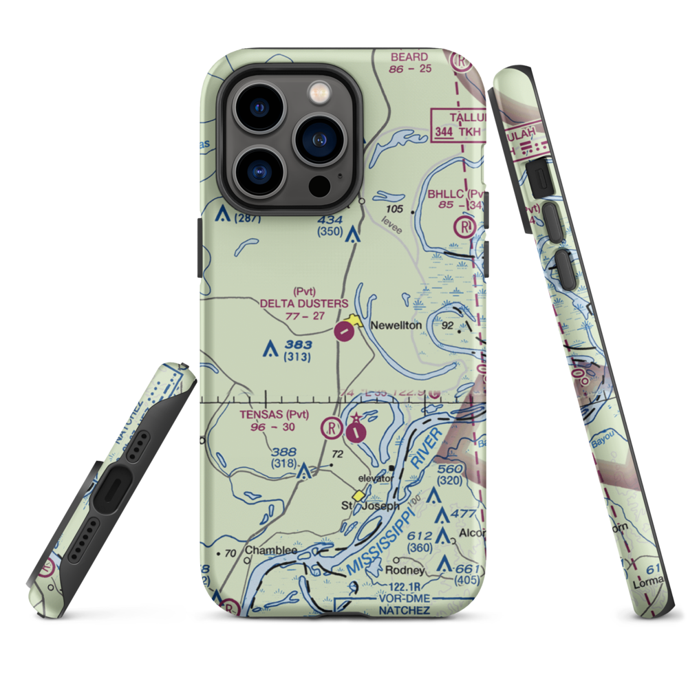 Delta Dusters, LLC Airport (LS83) VFR Sectional  Tough iPhone Case iPhone 14 Pro Max model shown