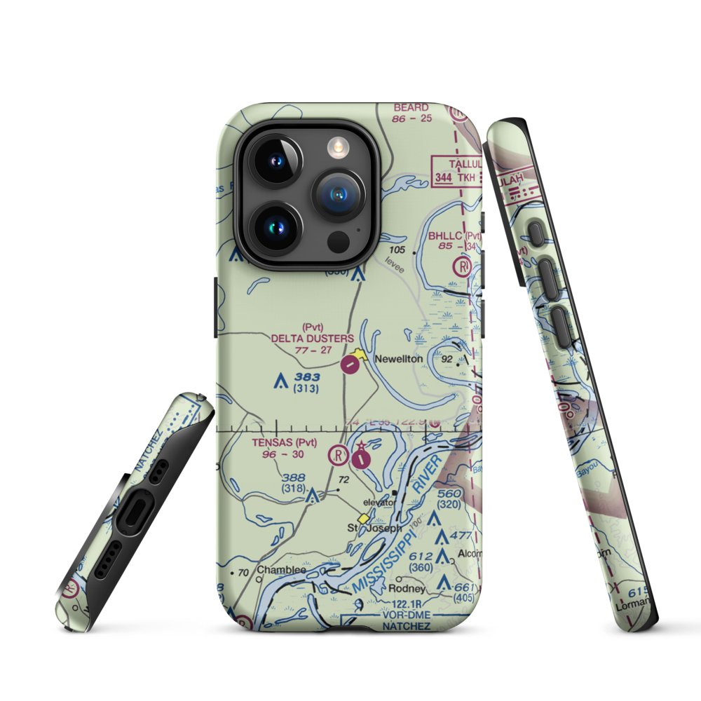 Delta Dusters, LLC Airport (LS83) VFR Sectional  Tough iPhone Case iPhone 15 Pro model shown