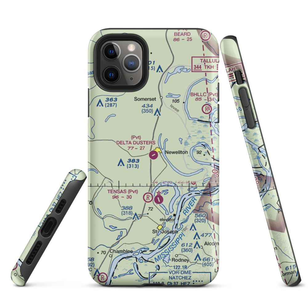 Delta Dusters, LLC Airport (LS83) VFR Sectional  Tough iPhone Case iPhone 11 Pro Max model shown