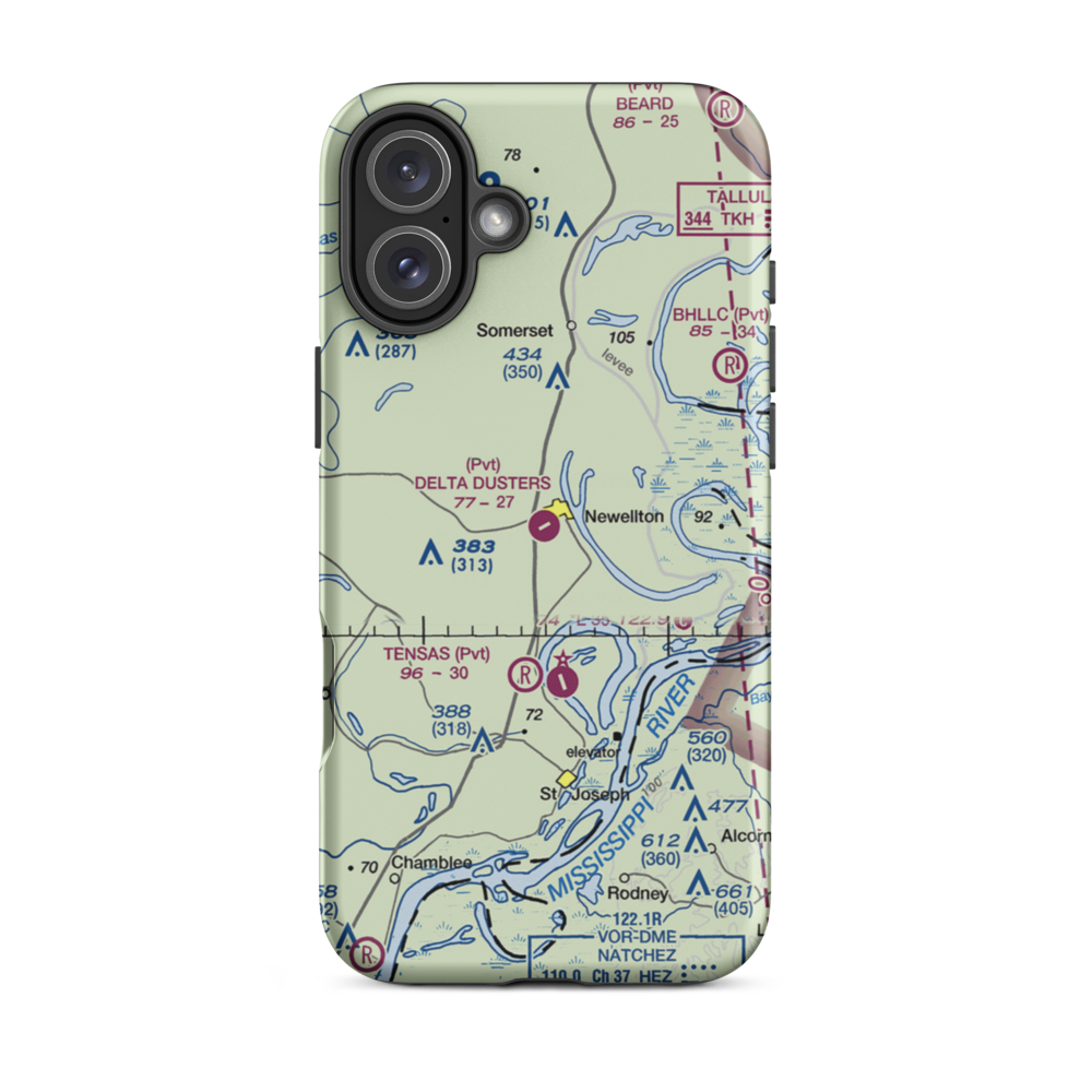 Delta Dusters, LLC Airport (LS83) VFR Sectional  Tough iPhone Case iPhone 16 Plus model shown