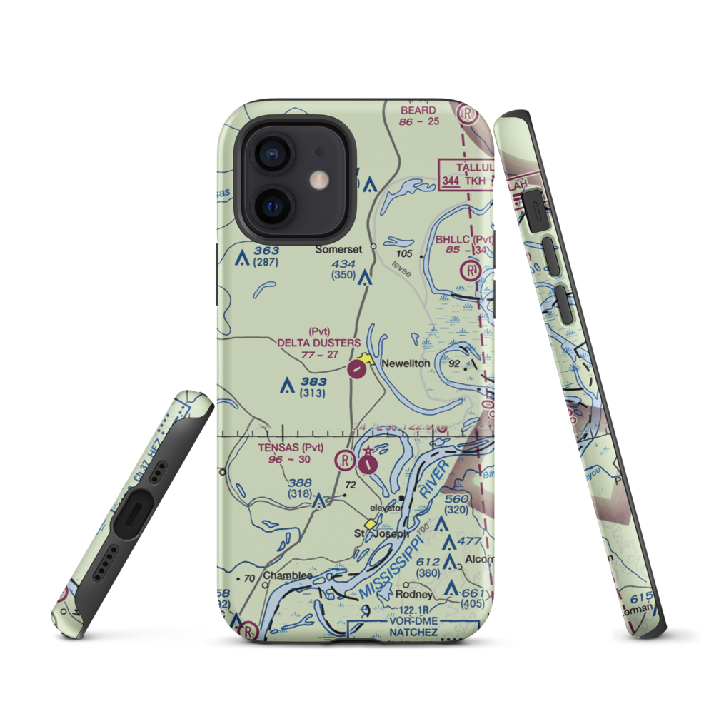 Delta Dusters, LLC Airport (LS83) VFR Sectional  Tough iPhone Case iPhone 12 model shown