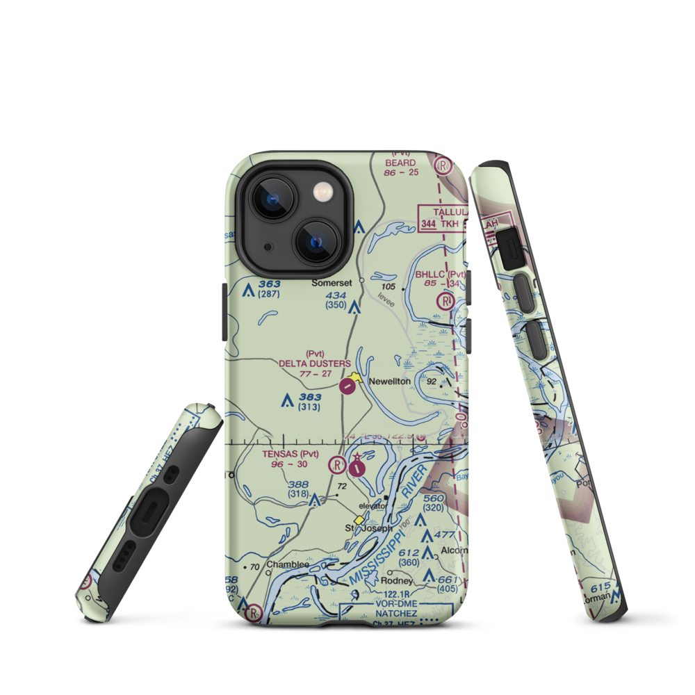 Delta Dusters, LLC Airport (LS83) VFR Sectional  Tough iPhone Case iPhone 13 mini model shown