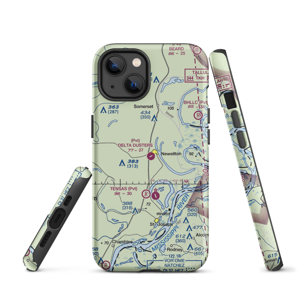 Delta Dusters, LLC Airport (LS83) VFR Sectional  Tough iPhone Case iPhone 13 model shown