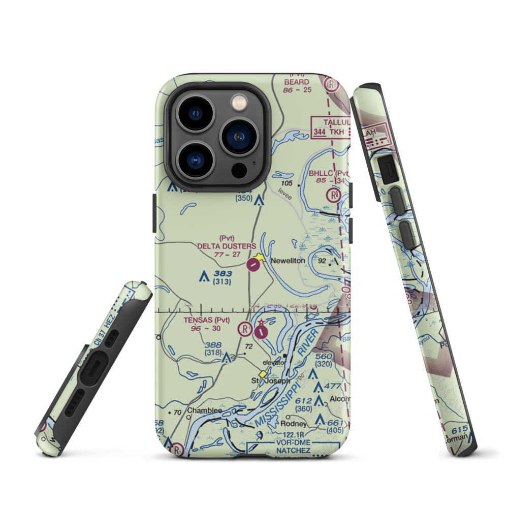 Delta Dusters, LLC Airport (LS83) VFR Sectional  Tough iPhone Case iPhone 13 Pro model shown