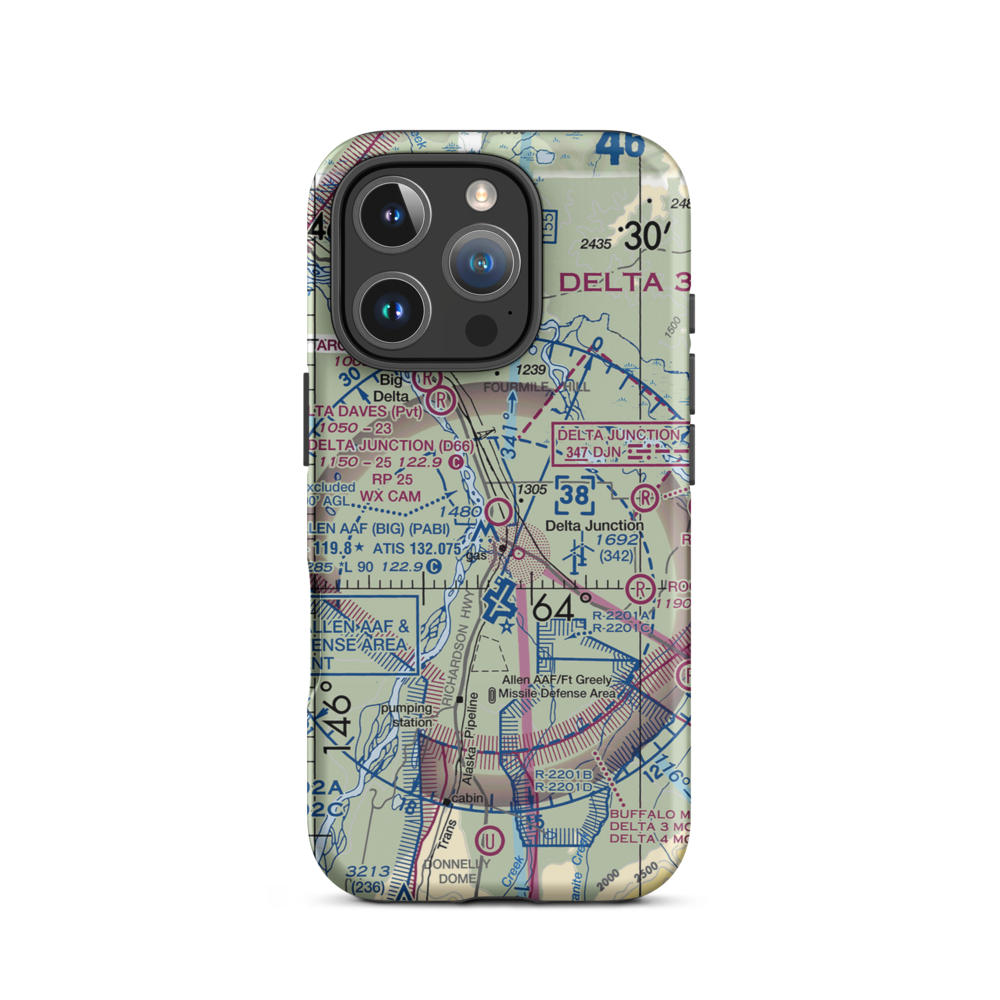 Delta Junction Airport (D66) VFR Sectional  Tough iPhone Case iPhone 16 Pro model shown