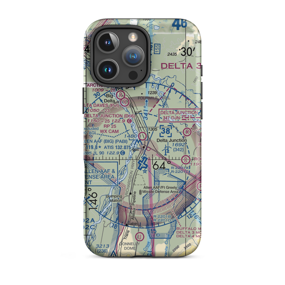 Delta Junction Airport (D66) VFR Sectional  Tough iPhone Case iPhone 16 Pro Max model shown