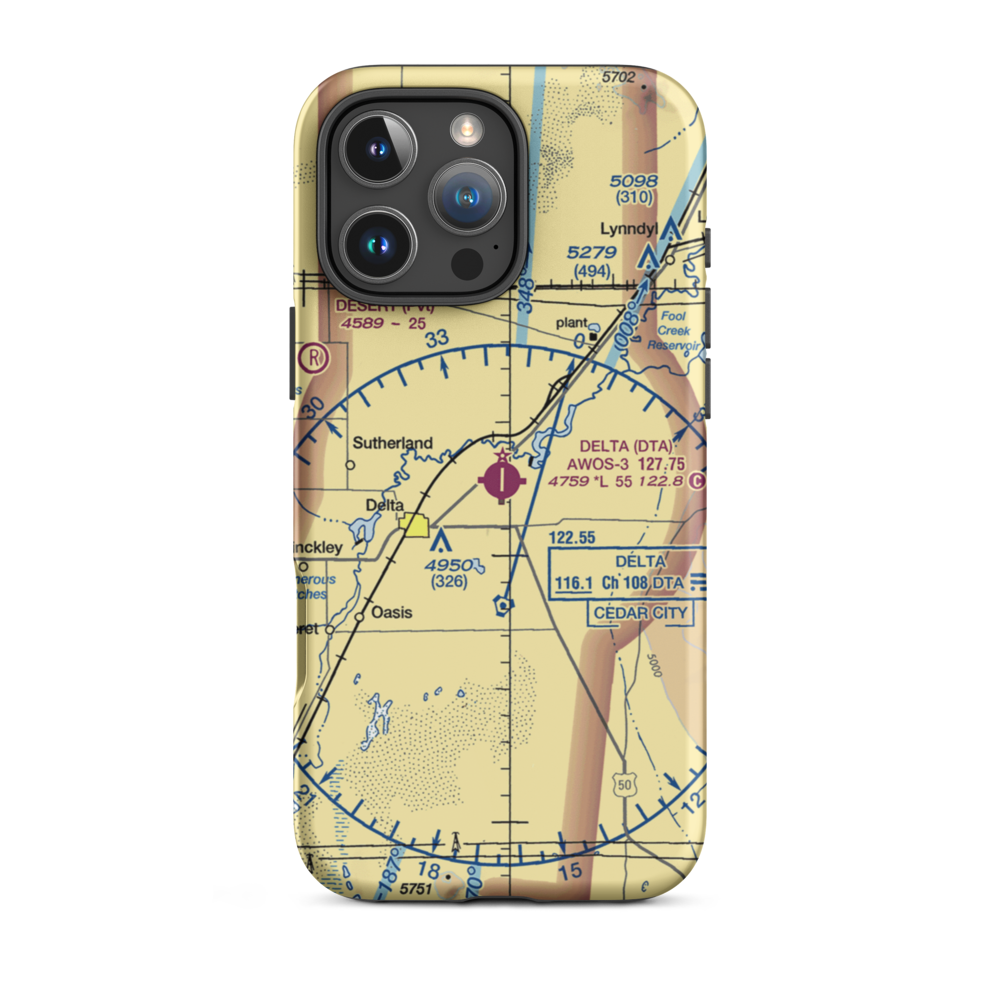 Delta Municipal Airport (DTA) VFR Sectional  Tough iPhone Case iPhone 16 Pro Max model shown