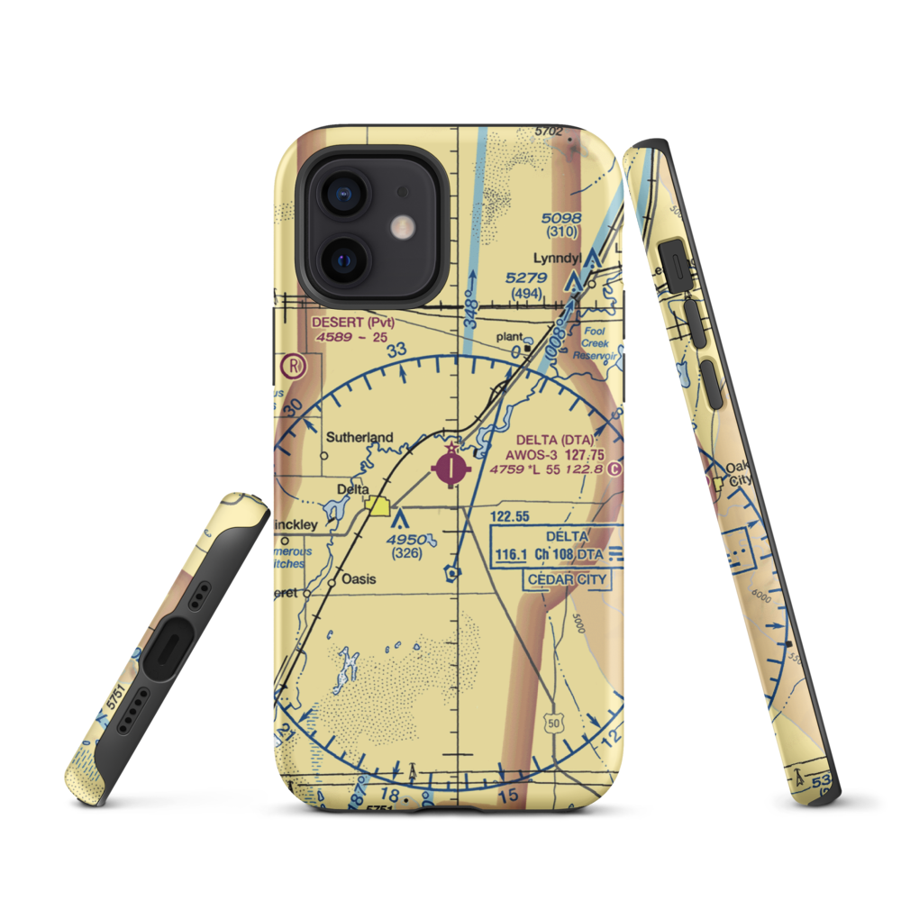 Delta Municipal Airport (DTA) VFR Sectional  Tough iPhone Case iPhone 12 model shown