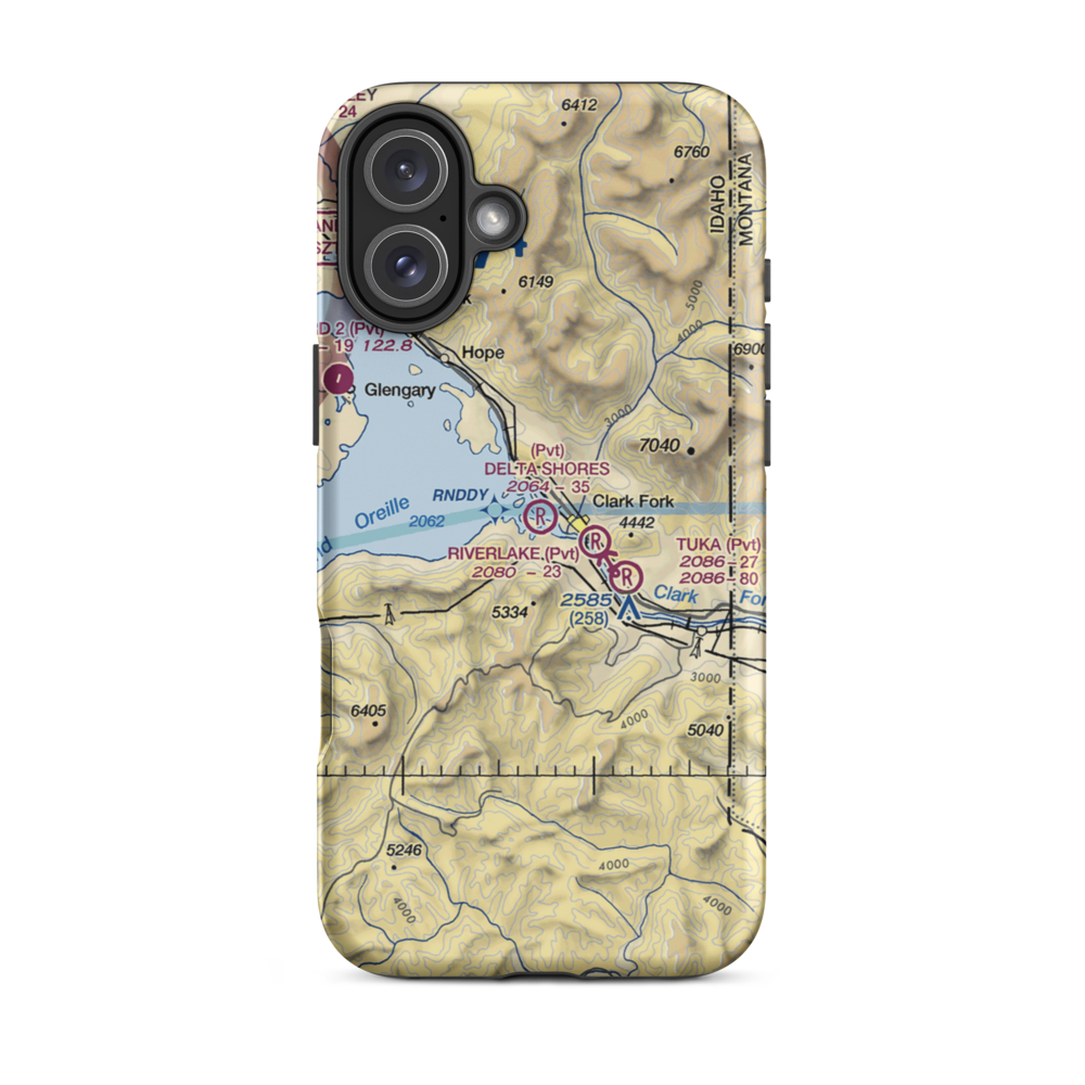 Delta Shores Airport (00ID) VFR Sectional  Tough iPhone Case iPhone 16 Plus model shown