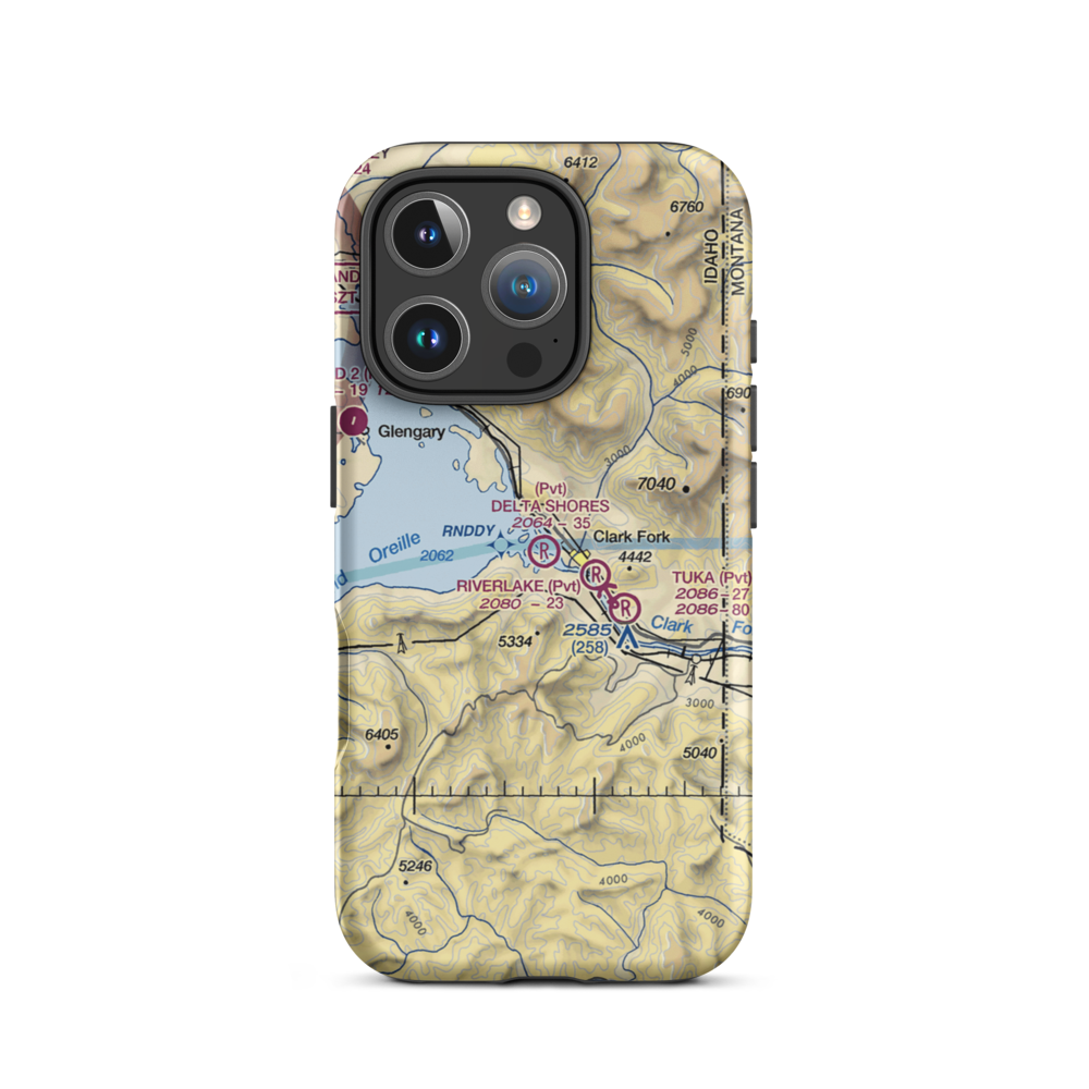 Delta Shores Airport (00ID) VFR Sectional  Tough iPhone Case iPhone 16 Pro model shown