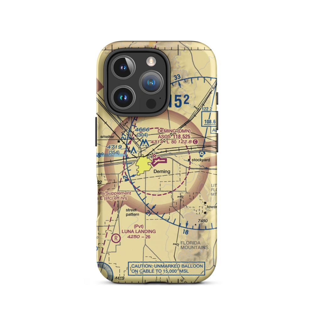 Deming Municipal Airport (DMN) VFR Sectional  Tough iPhone Case iPhone 16 Pro model shown