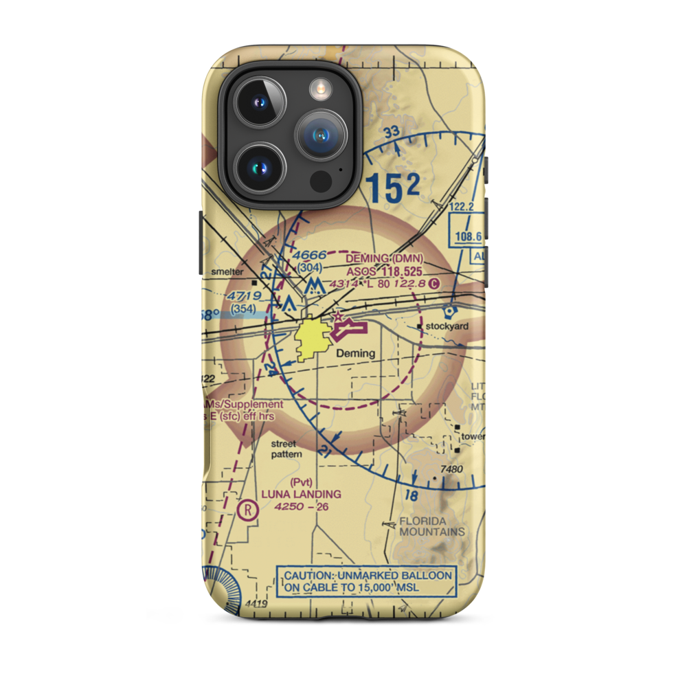 Deming Municipal Airport (DMN) VFR Sectional  Tough iPhone Case iPhone 16 Pro Max model shown