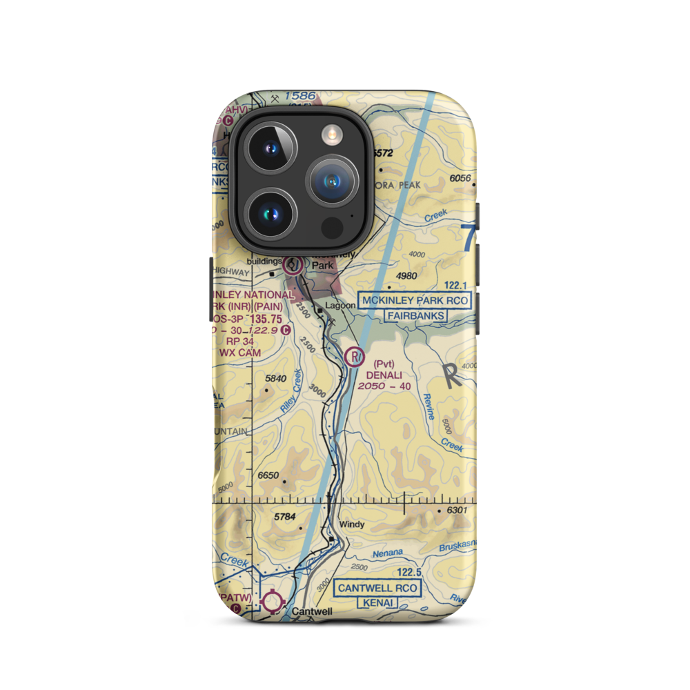 Denali Airport (AK06) VFR Sectional  Tough iPhone Case iPhone 16 Pro model shown
