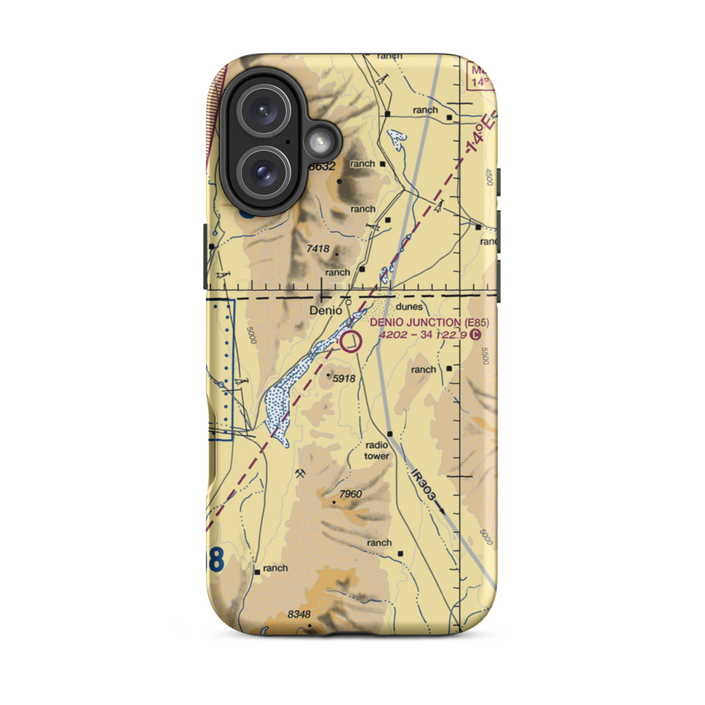 Denio Junction Airport (E85) VFR Sectional  Tough iPhone Case iPhone 16 Plus model shown