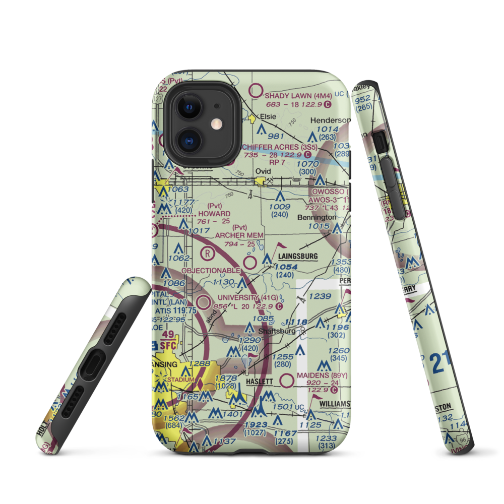 Dennis Farms Airport (15W) VFR Sectional  Tough iPhone Case iPhone 11 model shown