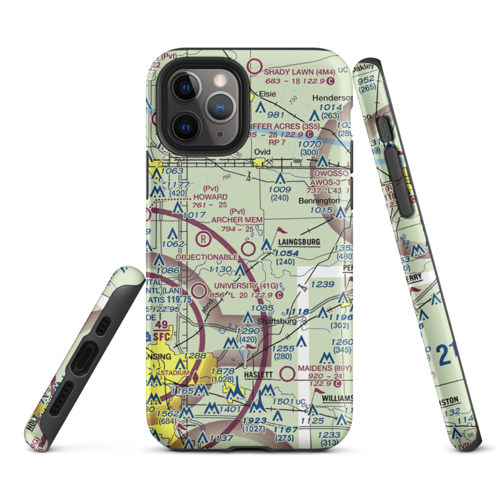 Dennis Farms Airport (15W) VFR Sectional  Tough iPhone Case iPhone 11 Pro model shown