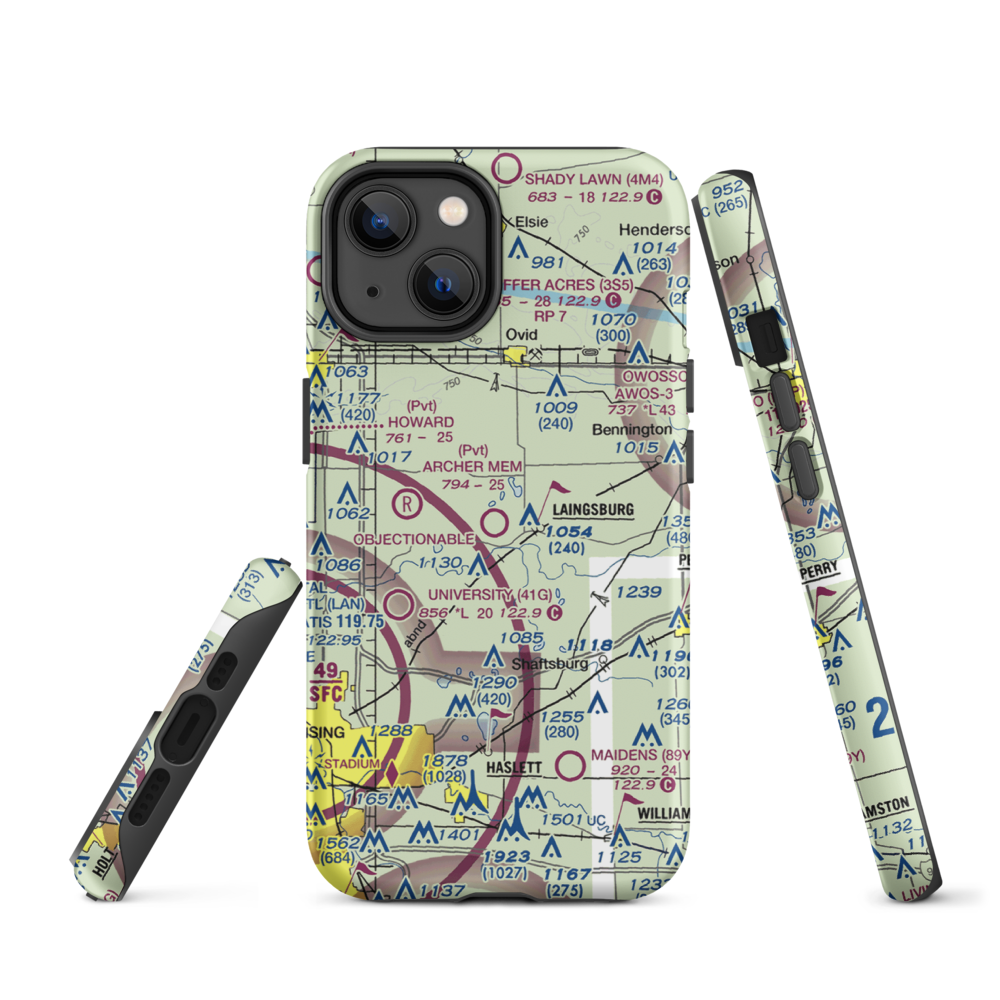 Dennis Farms Airport (15W) VFR Sectional  Tough iPhone Case iPhone 14 model shown