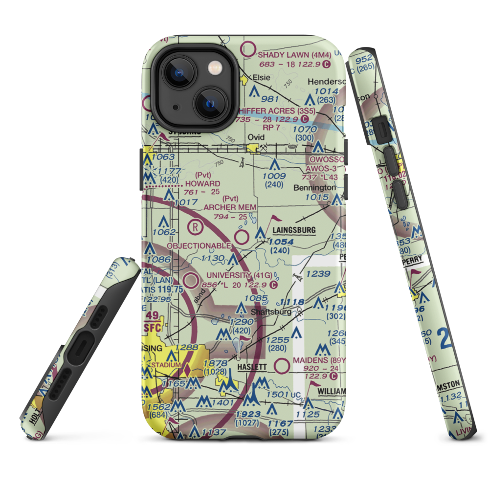 Dennis Farms Airport (15W) VFR Sectional  Tough iPhone Case iPhone 14 Plus model shown