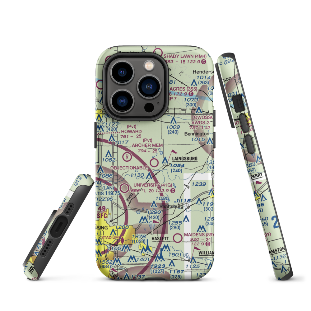 Dennis Farms Airport (15W) VFR Sectional  Tough iPhone Case iPhone 14 Pro model shown