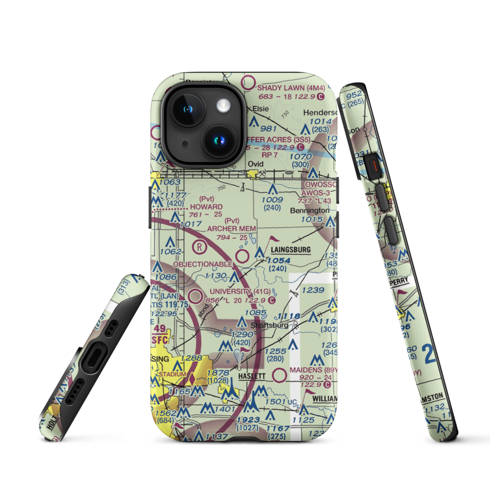 Dennis Farms Airport (15W) VFR Sectional  Tough iPhone Case iPhone 15 model shown