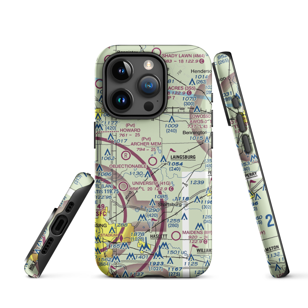 Dennis Farms Airport (15W) VFR Sectional  Tough iPhone Case iPhone 15 Pro model shown