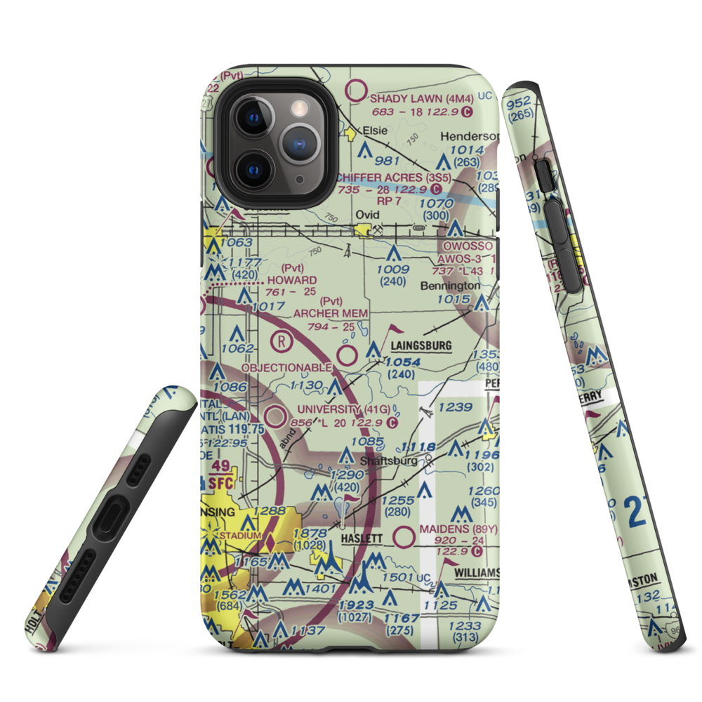Dennis Farms Airport (15W) VFR Sectional  Tough iPhone Case iPhone 11 Pro Max model shown