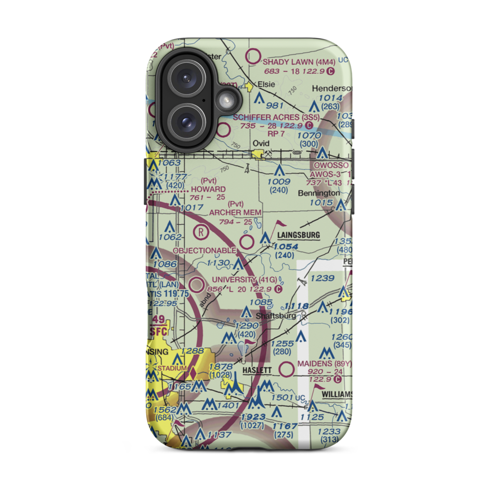 Dennis Farms Airport (15W) VFR Sectional  Tough iPhone Case iPhone 16 Plus model shown