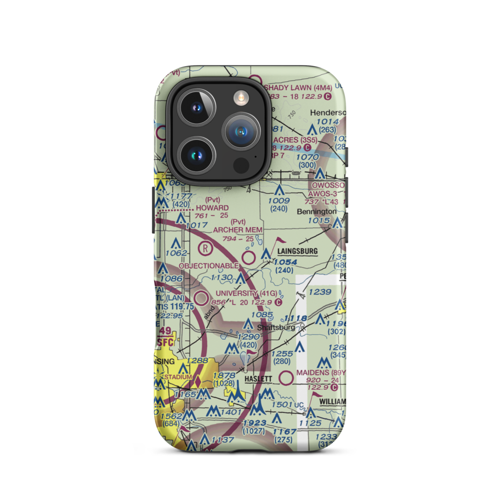 Dennis Farms Airport (15W) VFR Sectional  Tough iPhone Case iPhone 16 Pro model shown