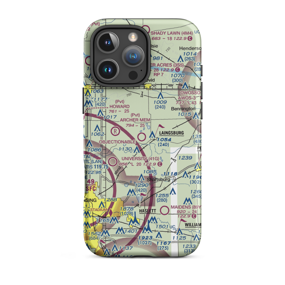 Dennis Farms Airport (15W) VFR Sectional  Tough iPhone Case iPhone 16 Pro Max model shown
