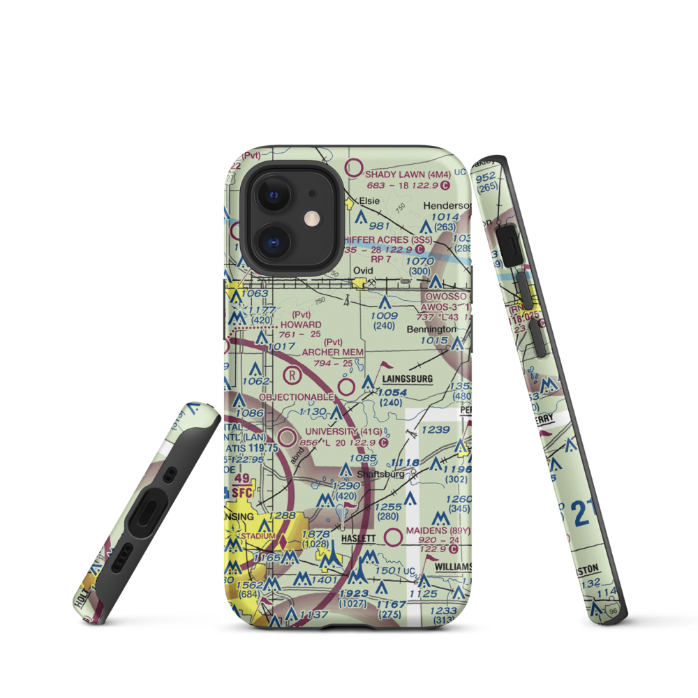 Dennis Farms Airport (15W) VFR Sectional  Tough iPhone Case iPhone 12 mini model shown
