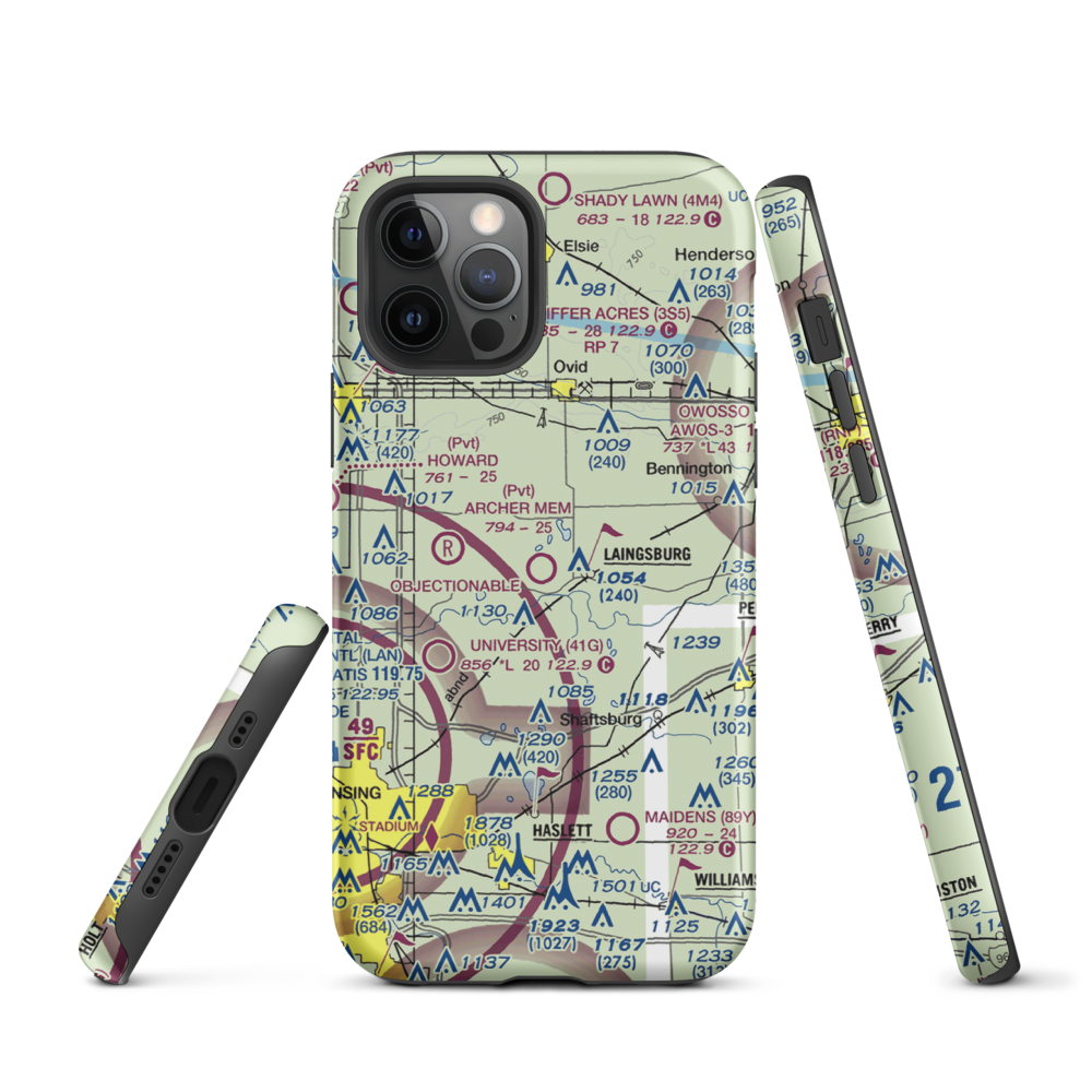 Dennis Farms Airport (15W) VFR Sectional  Tough iPhone Case iPhone 12 Pro model shown
