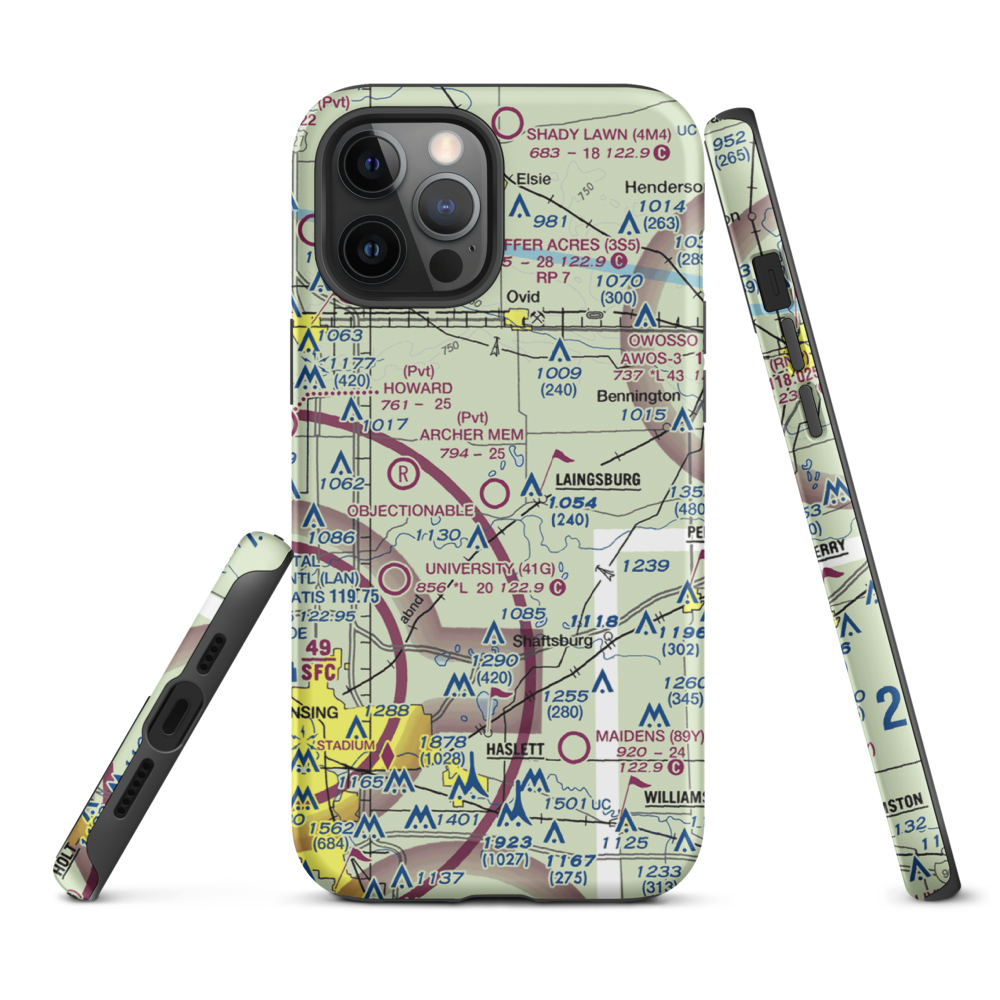 Dennis Farms Airport (15W) VFR Sectional  Tough iPhone Case iPhone 12 Pro Max model shown
