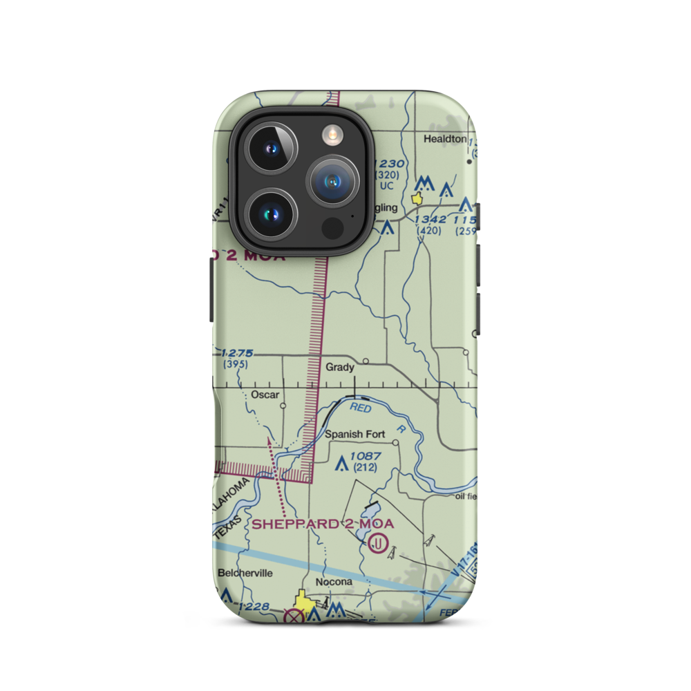 Dennis Ranch Airport (7OK0) VFR Sectional  Tough iPhone Case iPhone 16 Pro model shown