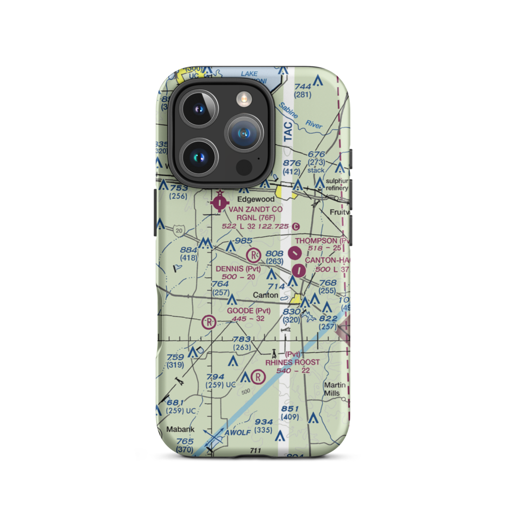 Dennis's Flying Farm Airport (TA86) VFR Sectional  Tough iPhone Case iPhone 16 Pro model shown