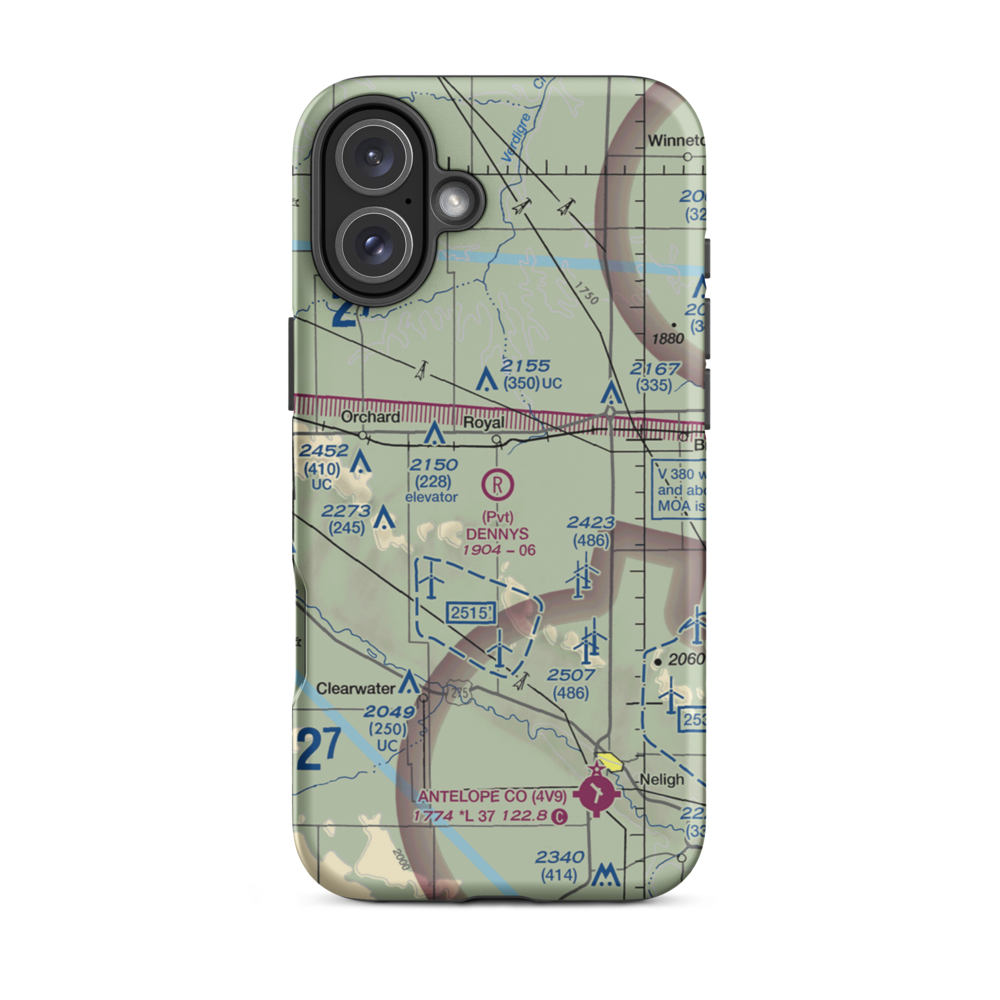 Dennys Playground Airport (NE51) VFR Sectional  Tough iPhone Case iPhone 16 Plus model shown