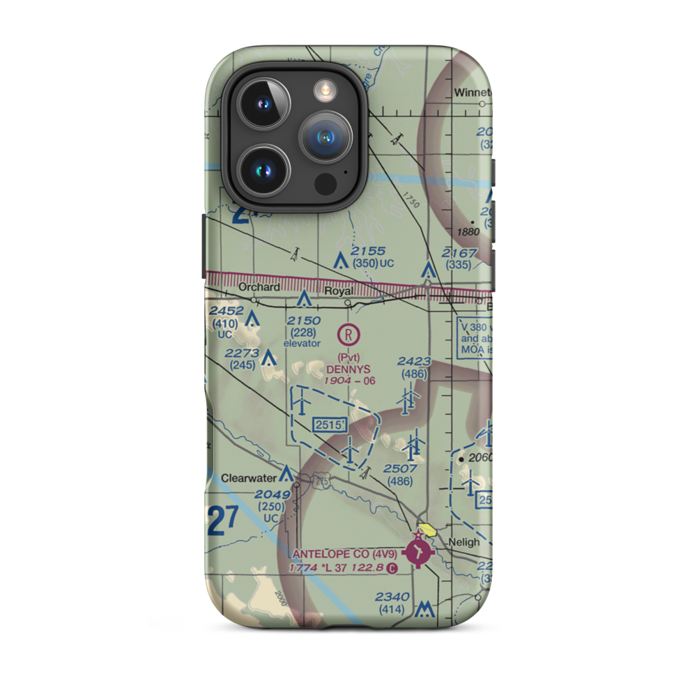 Dennys Playground Airport (NE51) VFR Sectional  Tough iPhone Case iPhone 16 Pro Max model shown