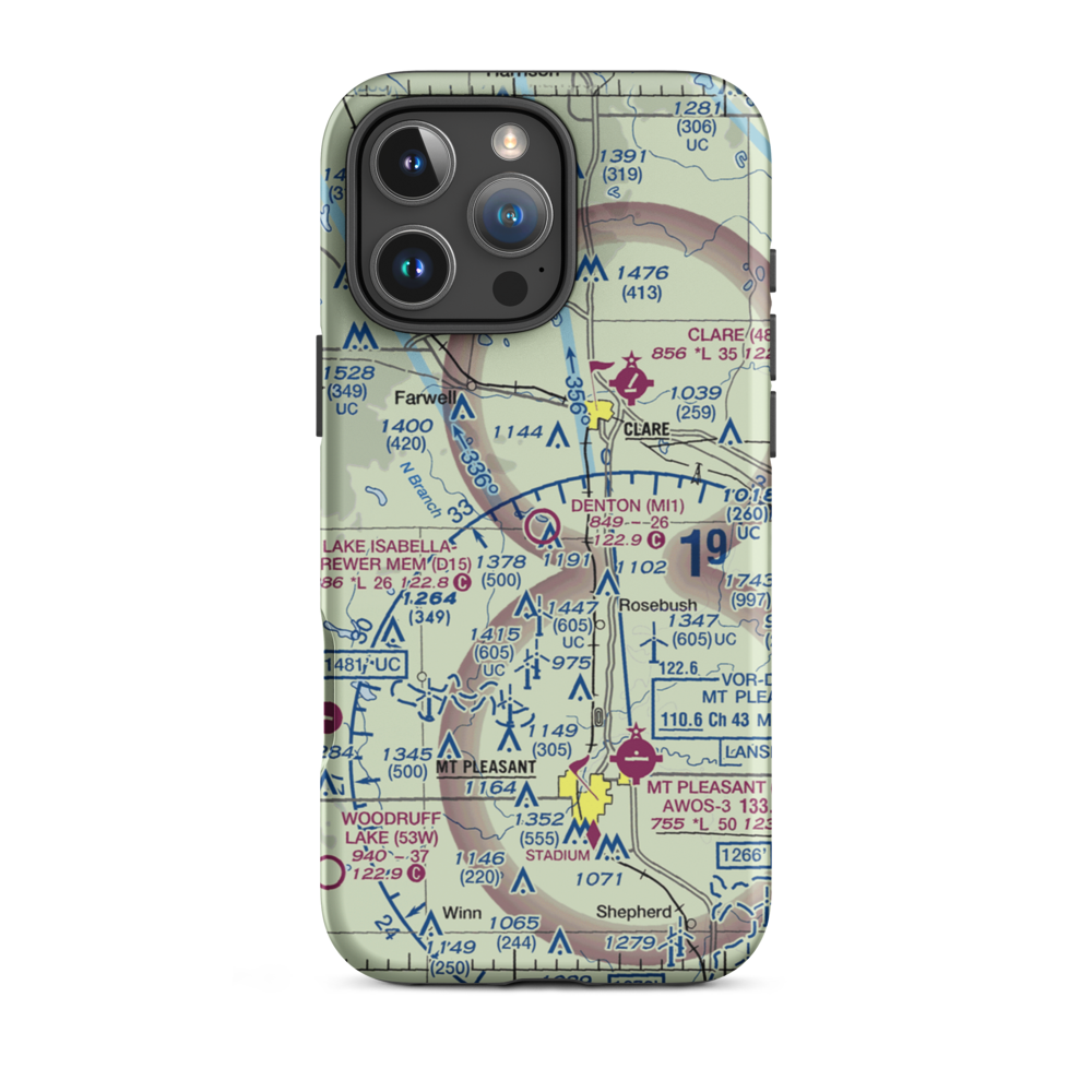 Denton Farms Airport (MI1) VFR Sectional  Tough iPhone Case iPhone 16 Pro Max model shown