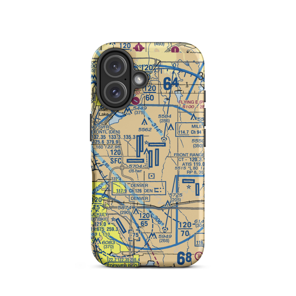Denver International Airport (DEN) VFR Sectional  Tough iPhone Case iPhone 16 model shown