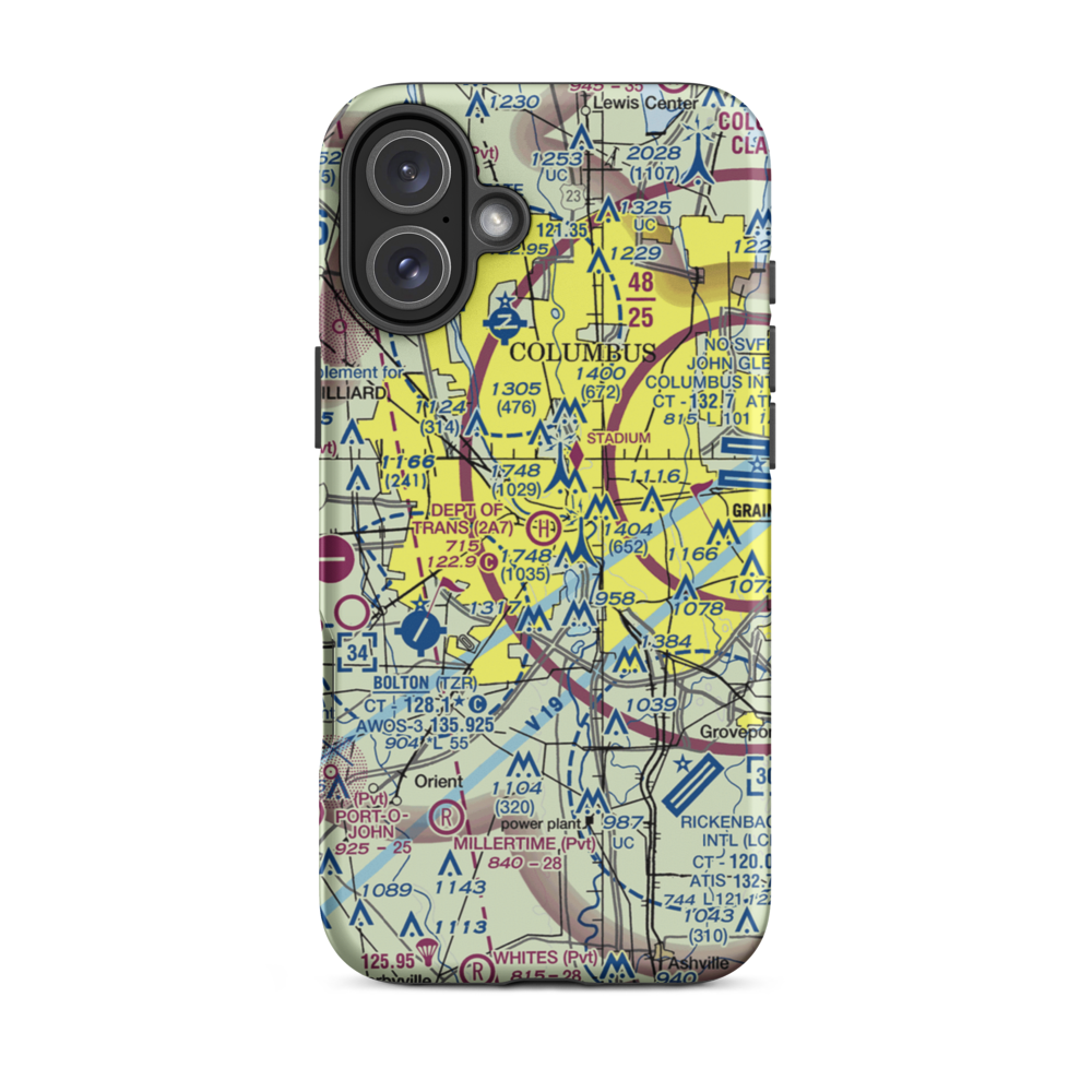 Department of Transportation Heliport (2A7) VFR Sectional  Tough iPhone Case iPhone 16 Plus model shown