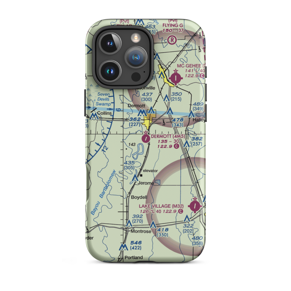 Dermott Municipal Airport (4M5) VFR Sectional  Tough iPhone Case iPhone 16 Pro Max model shown