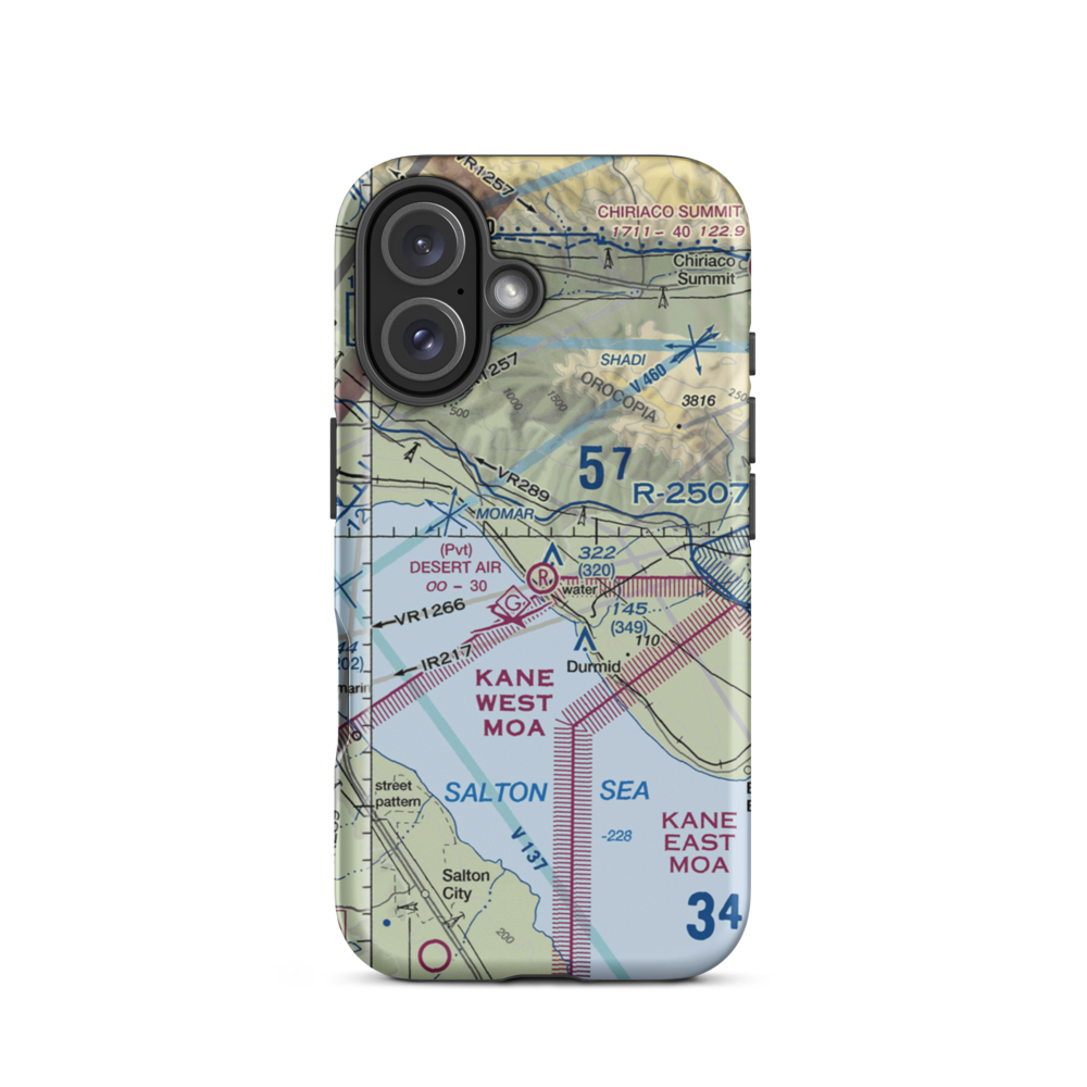 Desert Air Sky Ranch Airport (63CA) VFR Sectional  Tough iPhone Case iPhone 16 model shown