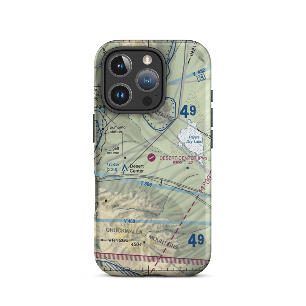 Desert Center Airport (CN64) VFR Sectional  Tough iPhone Case iPhone 16 Pro model shown