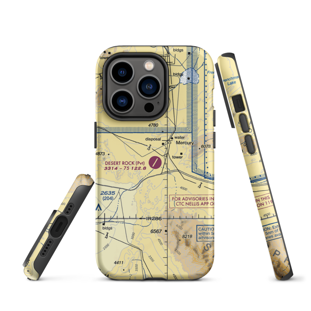 Desert Rock Airport (DRA) VFR Sectional  Tough iPhone Case iPhone 14 Pro model shown