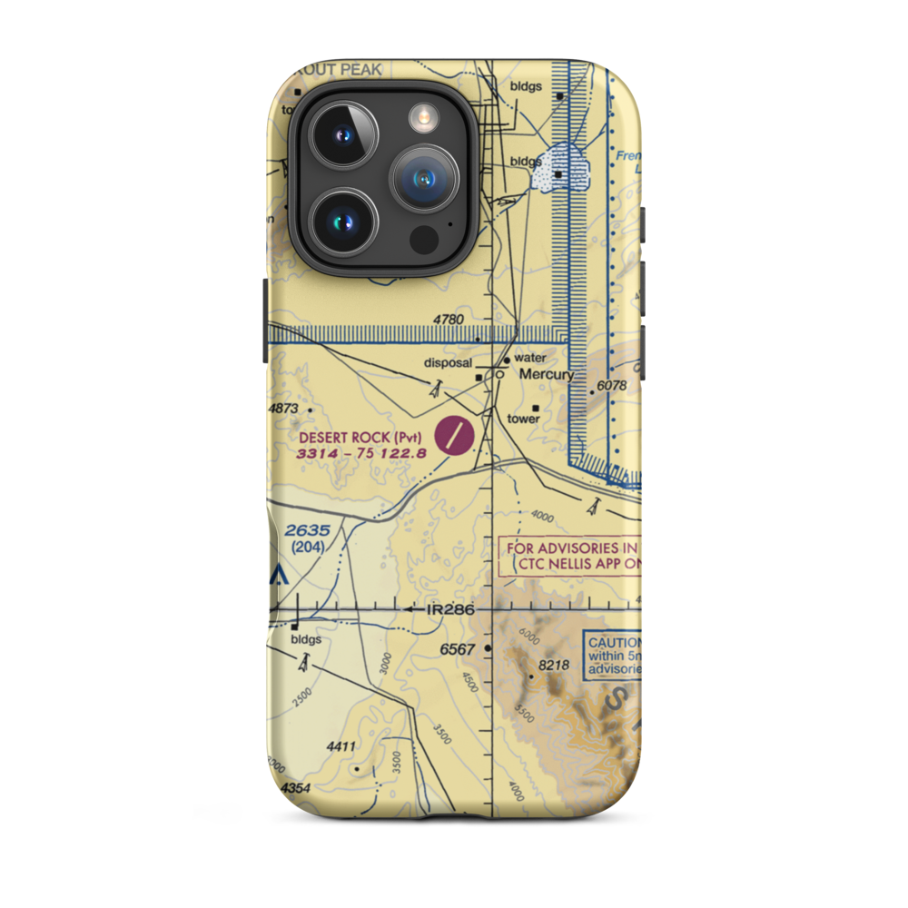 Desert Rock Airport (DRA) VFR Sectional  Tough iPhone Case iPhone 16 Pro Max model shown