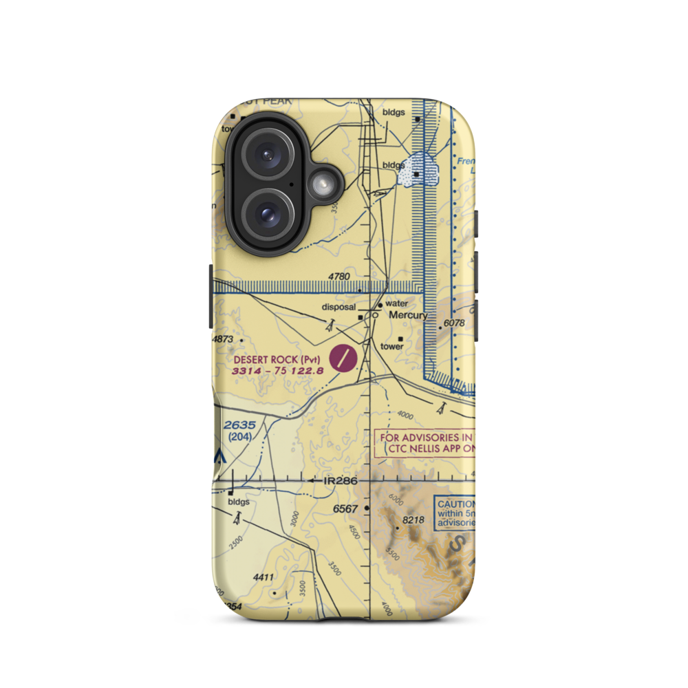 Desert Rock Airport (NV65) VFR Sectional  Tough iPhone Case iPhone 16 model shown