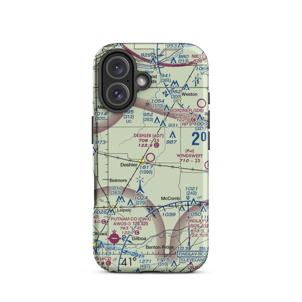 Deshler Municipal Landing Strip (6D7) VFR Sectional  Tough iPhone Case iPhone 16 model shown