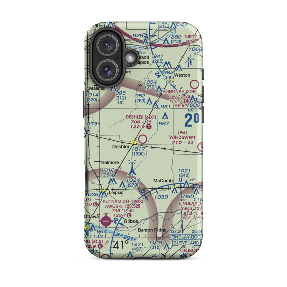 Deshler Municipal Landing Strip (6D7) VFR Sectional  Tough iPhone Case iPhone 16 Plus model shown