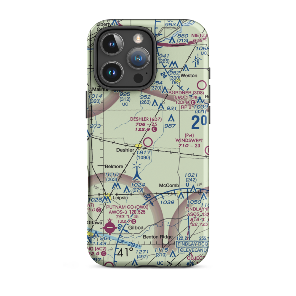 Deshler Municipal Landing Strip (6D7) VFR Sectional  Tough iPhone Case iPhone 16 Pro Max model shown