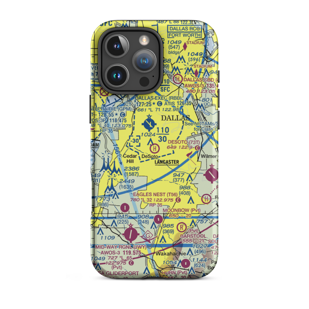 Desoto Heliport (73T) VFR Sectional  Tough iPhone Case iPhone 16 Pro Max model shown